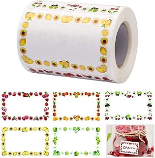 1 Roll/200 pcs Labels for Jars, Food Freezer Labels Self Adhesive Jam Jar Labels 6.5x4CM Cute Fruits Sticky Labels Jar Stickers Labels for Kitchen Food Bottle Jams Containers