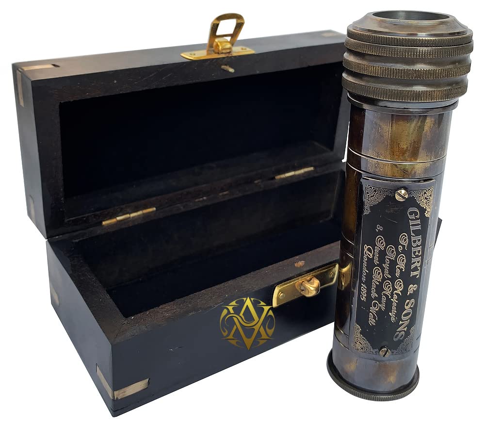 Best Handmade Brass Children Kaleidoscope with Box Vintage Look Kaleidoscope for Kids Friends Family Children 3D Mirror Lens for Boy/Girl