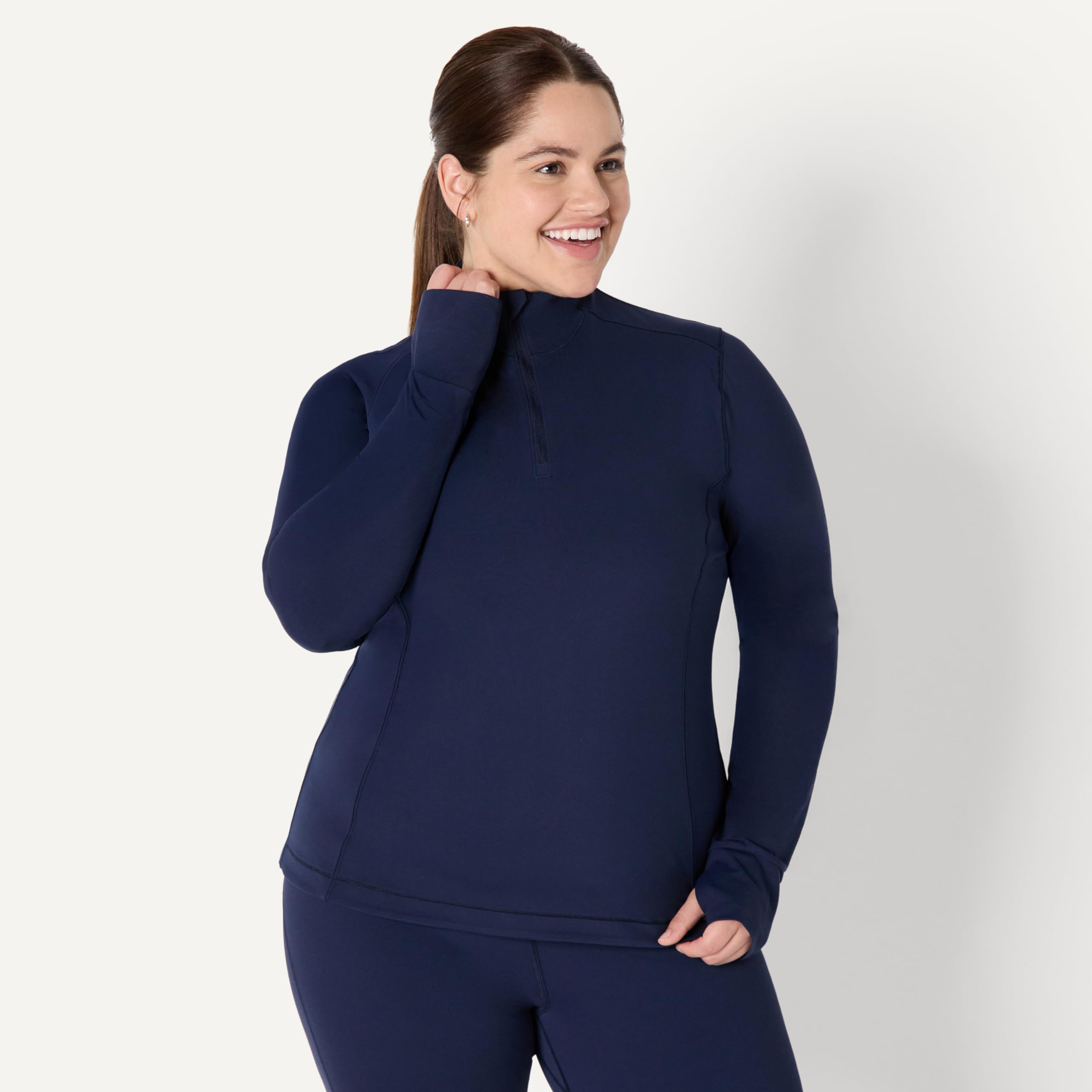 Amazon Essentials Donna Giacca Pullover a Maniche Lunghe Tecnica in FormFlex Morbidissimo, Zip a Un Quarto, vestibilità Aderente