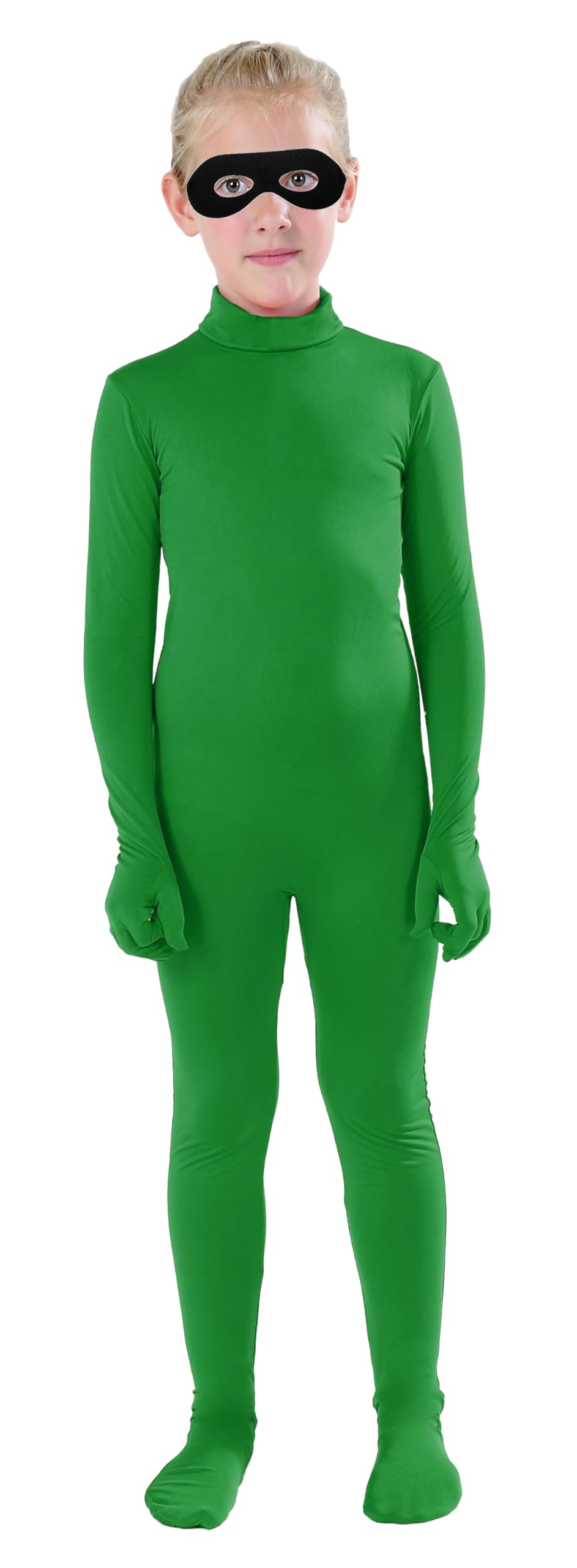 Full Bodysuit Include Felt Eye Mask Kids Dancewear Solid Color Spandex Zentai Child Unitard