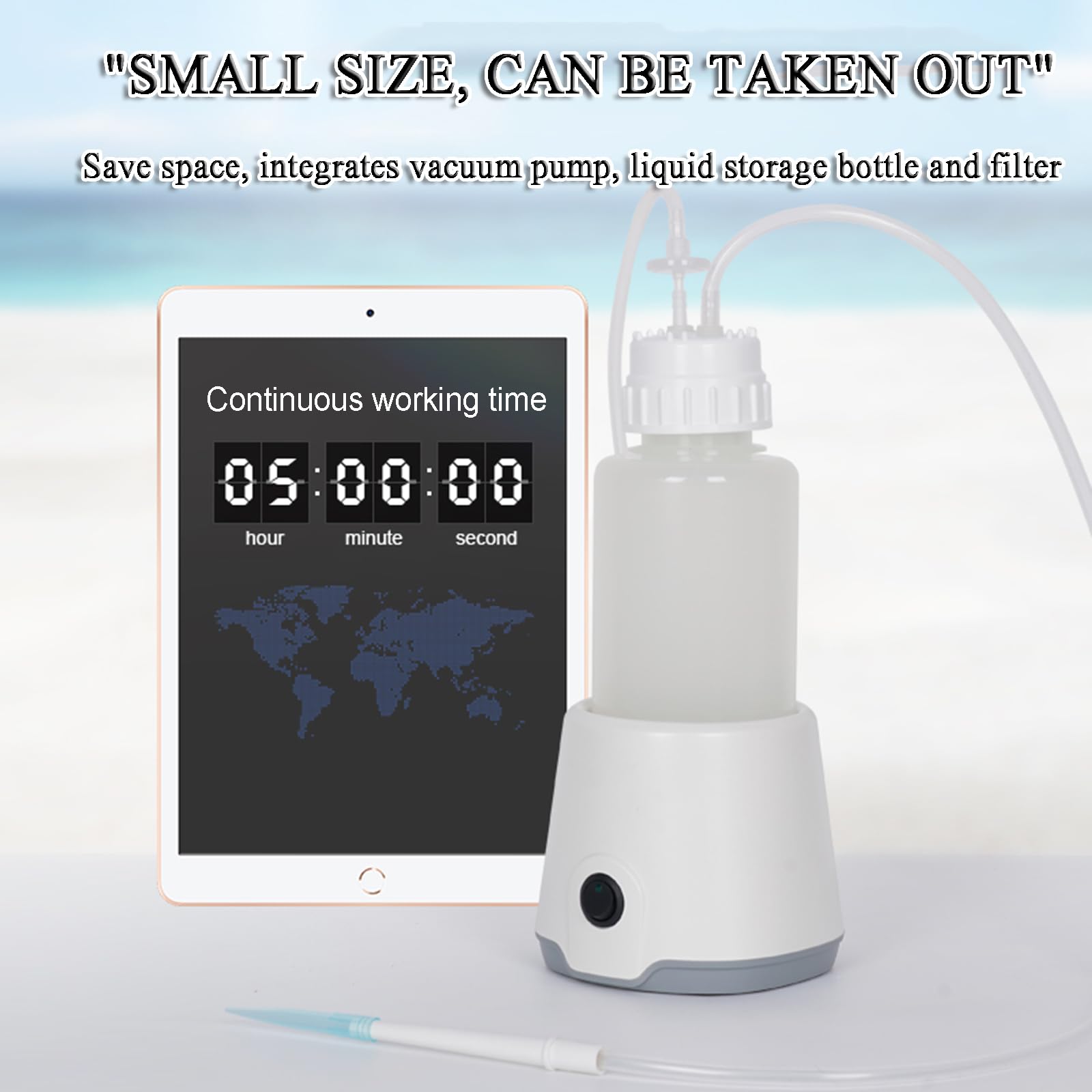 Bomba de vacío de diafragma, Mini reciclador portátil de líquidos residuales de Laboratorio, con Cabezal de aspiración/2 filtros de Aire, tasa de aspiración de líquido de 1,6 L/min, vacío má