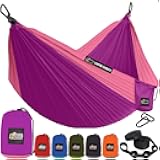 GORILLA GRIP Durable Camping Hammock with Heavy Duty Tree Straps, Portable Hammocks for Outside, Easy to Use Travel Swing Chair, Outdoor Camper Hiker Essentials, Backpacking Gear Gifts, Single, Purple