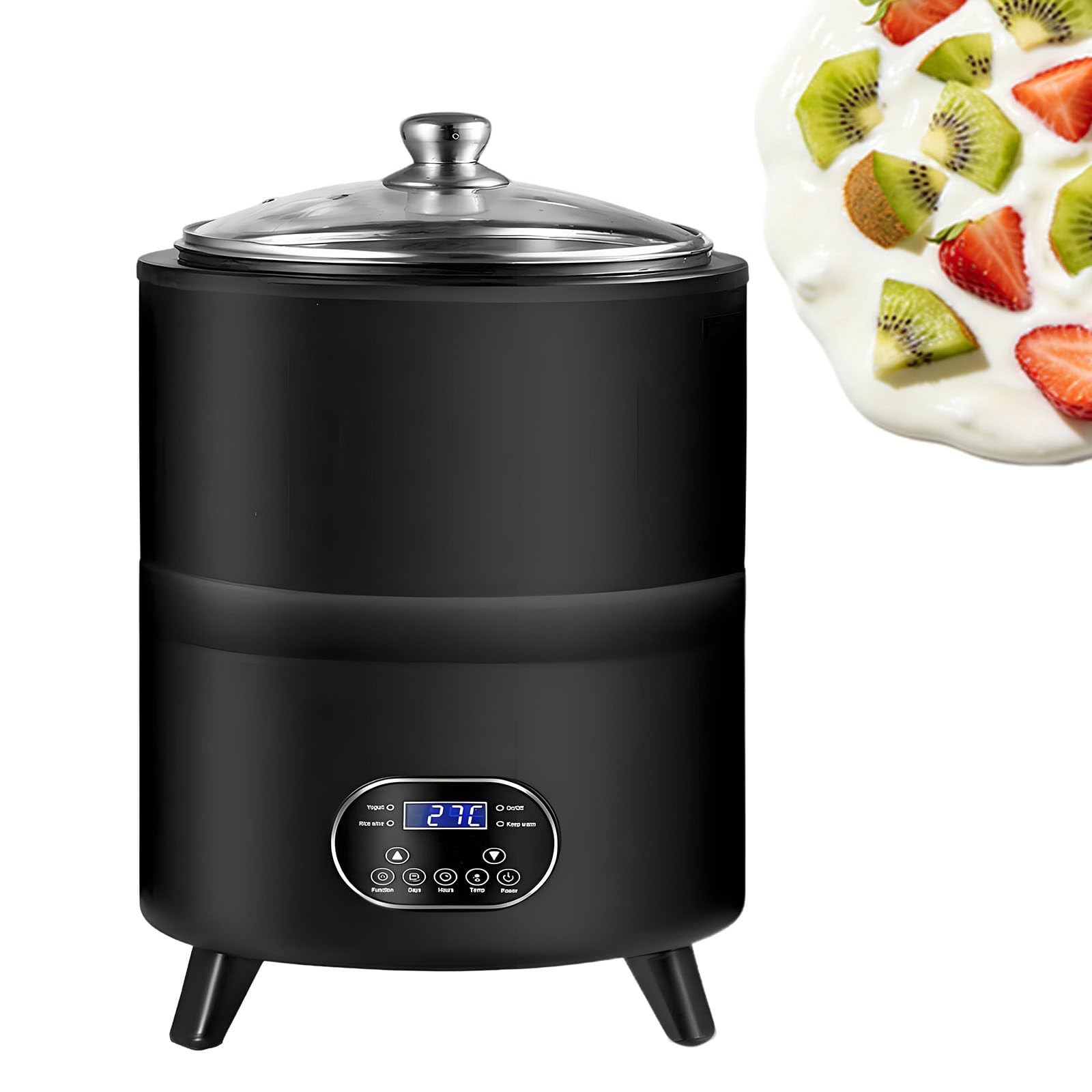 Ymnogjie 400W Smart Constant Temperature Yogurt Machine,Automatic Yogurt Fermentation Machine,with Time and Temperature Control,for Fruit Vinegar,Yogurt,Natto,Rice Wine 8L-Black