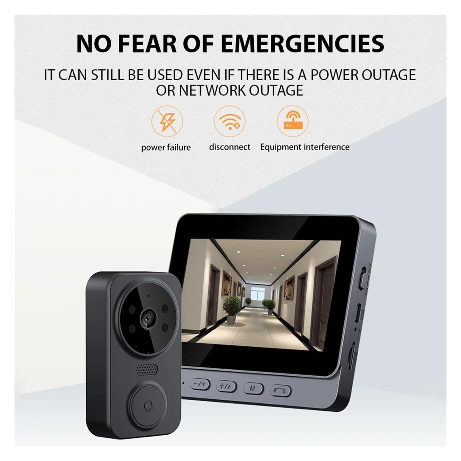 Video Doorbell Citofono visivo wireless con schermo IPS, citofono bidirezionale con monitoraggio video ad alta definizione intellinte,Rilevamento del Movimento Umano(M12 Video Doorbell)