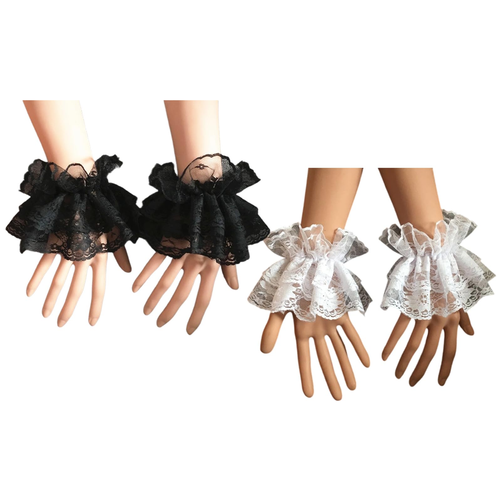 MICFENY 2Pair Lace Flower Arm Cuffs Anime Wrist Cuffs Sleeves Decorative Sleeves For Women Wedding and Cosplay Dressingup