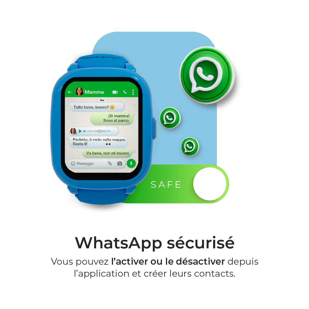 SaveFamily Iconic Plus 2 | Montre Connectée pour Enfant - Localisateur GPS | Appels, Vidéo, IA, Bouton SOS, WhatsApp, Spotify, Thermomètre, Couleur Noir