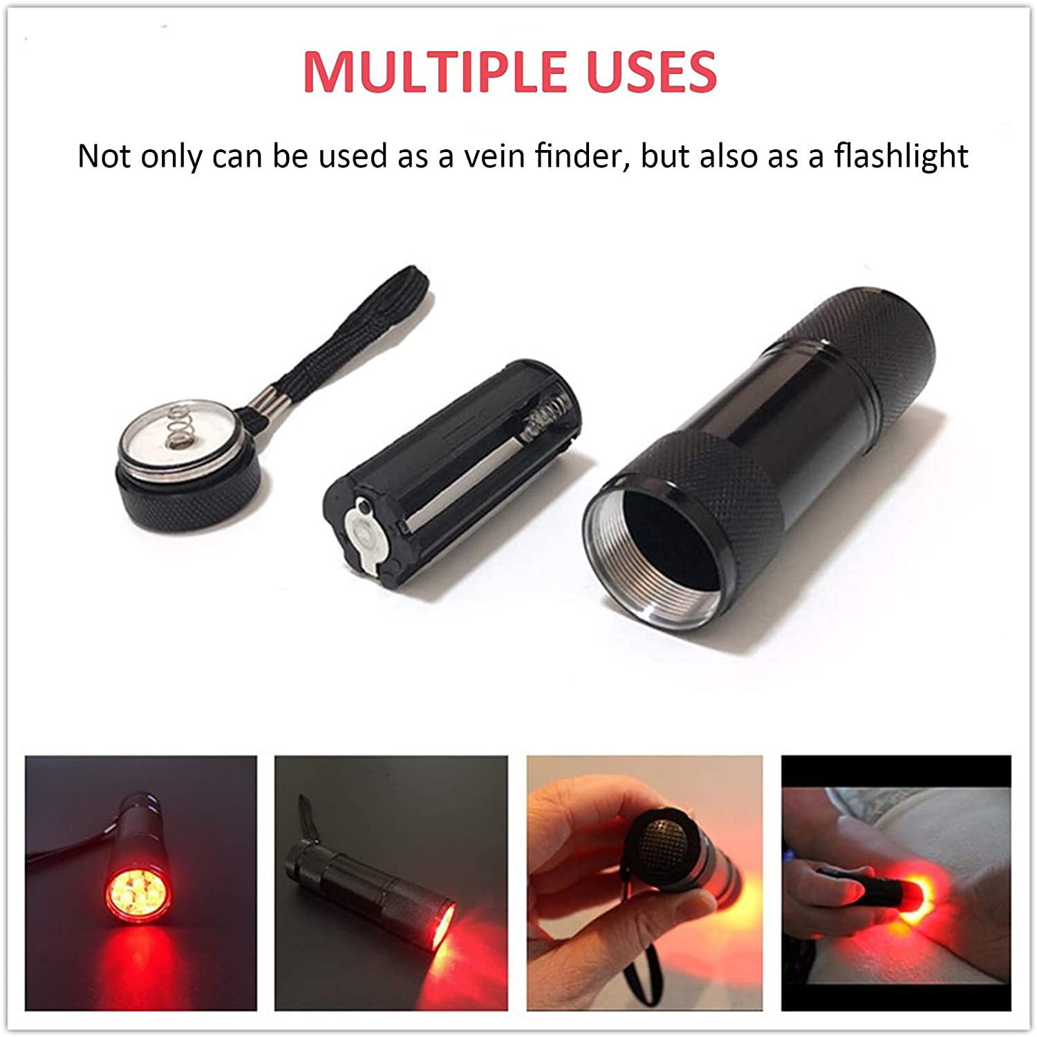 Vein Finder, Vein Finder Viewer, Lampe de Poche Portable avec 9 lumières LED infrarouges, Recherche Facile des veines sous-cutanées pour infirmière, étudiant en médecine