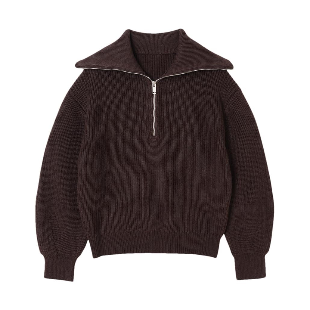 DBFBDTU Women Half Zipper Sweater Stripes Turn-Down Collar Pullover Long Sleeve Female Casual Jumper