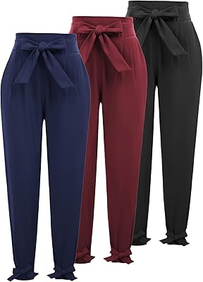 【服装】Womens Casual High Waist Pencil Pants with Bow-Knot Pockets for Work女士