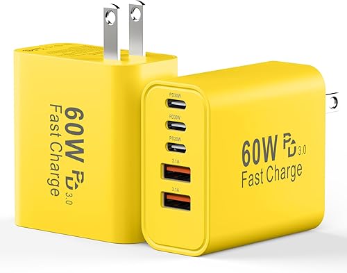 Miniatura 8 de Bloques de carga USB C, bloque de carga rápida de pared USBC de 60 W, cargador USB C para teléfono tipo C, ladrillo de carga rápida, cargador