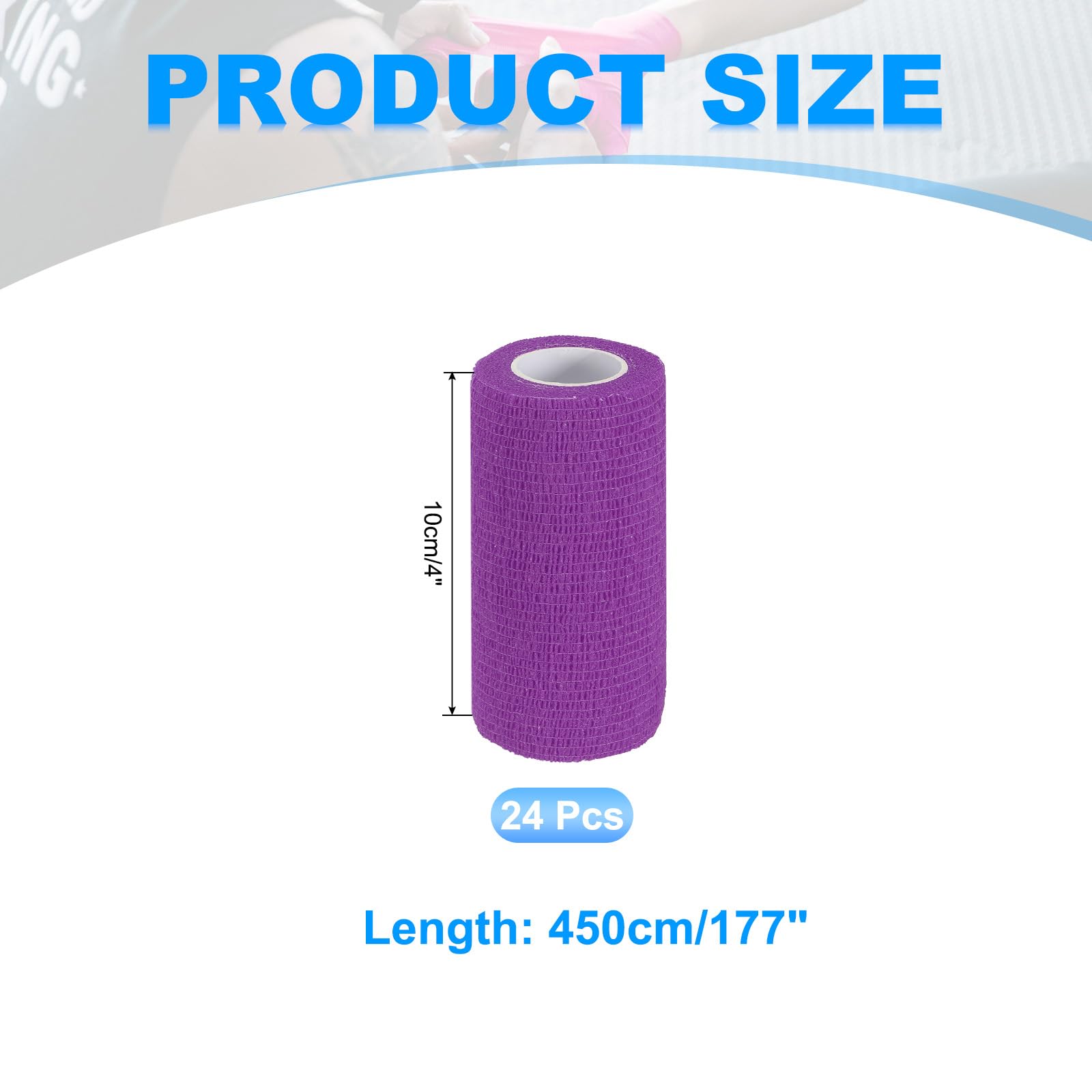 PATIKIL Venda Autoadhesiva 177" X 4" 24 Pcs Cinta Elástica Autoadherente Y Transpirable para Deportes Muñeca Tobillo Cinta para Exterior Color Púrpura