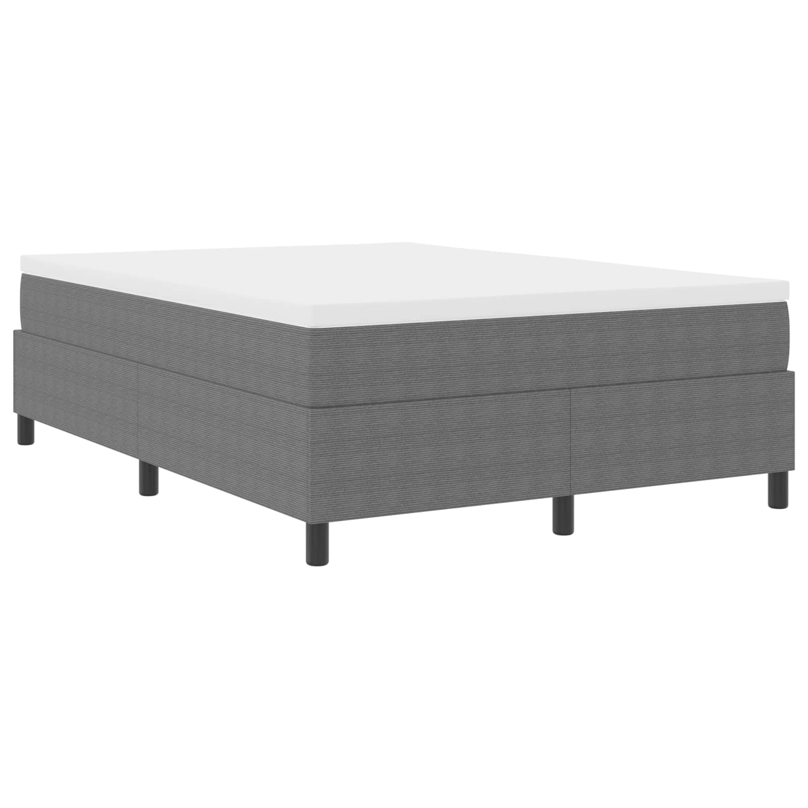 Estructura de cama de 140 x 200 cm de color gris claro de pana con somier de listones y postes, diseño moderno para un fácil montaje