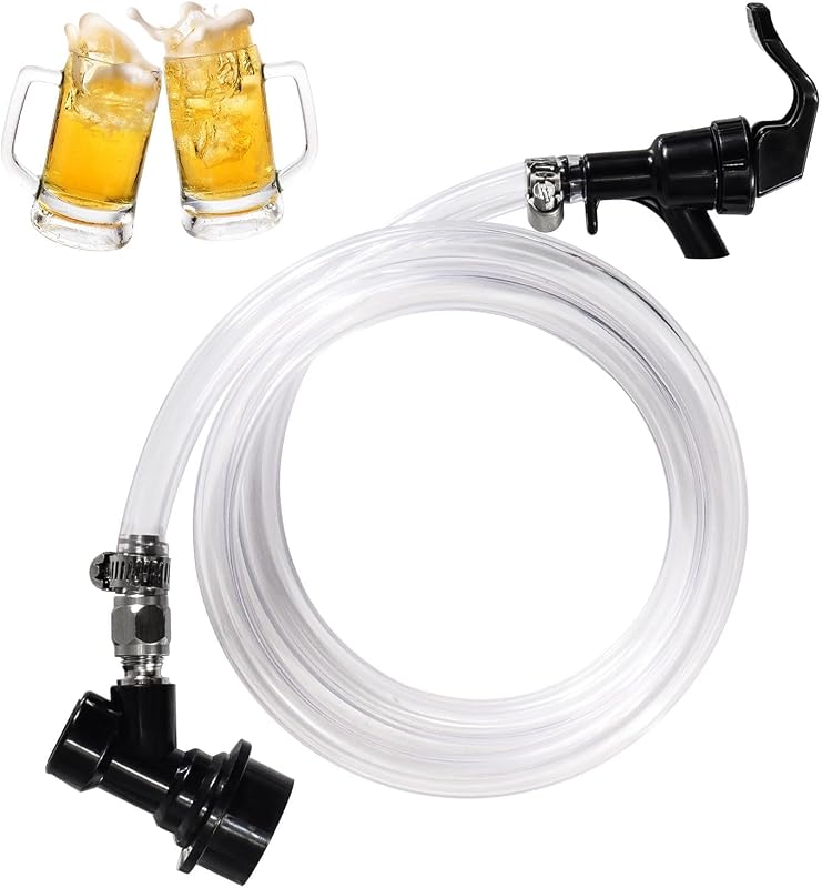 Kit de montaje de línea de cerveza con bloqueo de bola de 3 pies, grifo para picnic, dispensador de barriles Corny, 1 paquete | Grifo para picnic saludable, premontado, PVC de calidad alimentaria, desconexión rápida sin fugas, fácil configuración del dispensador de barriles, grifo para barril con bloqueo de bola