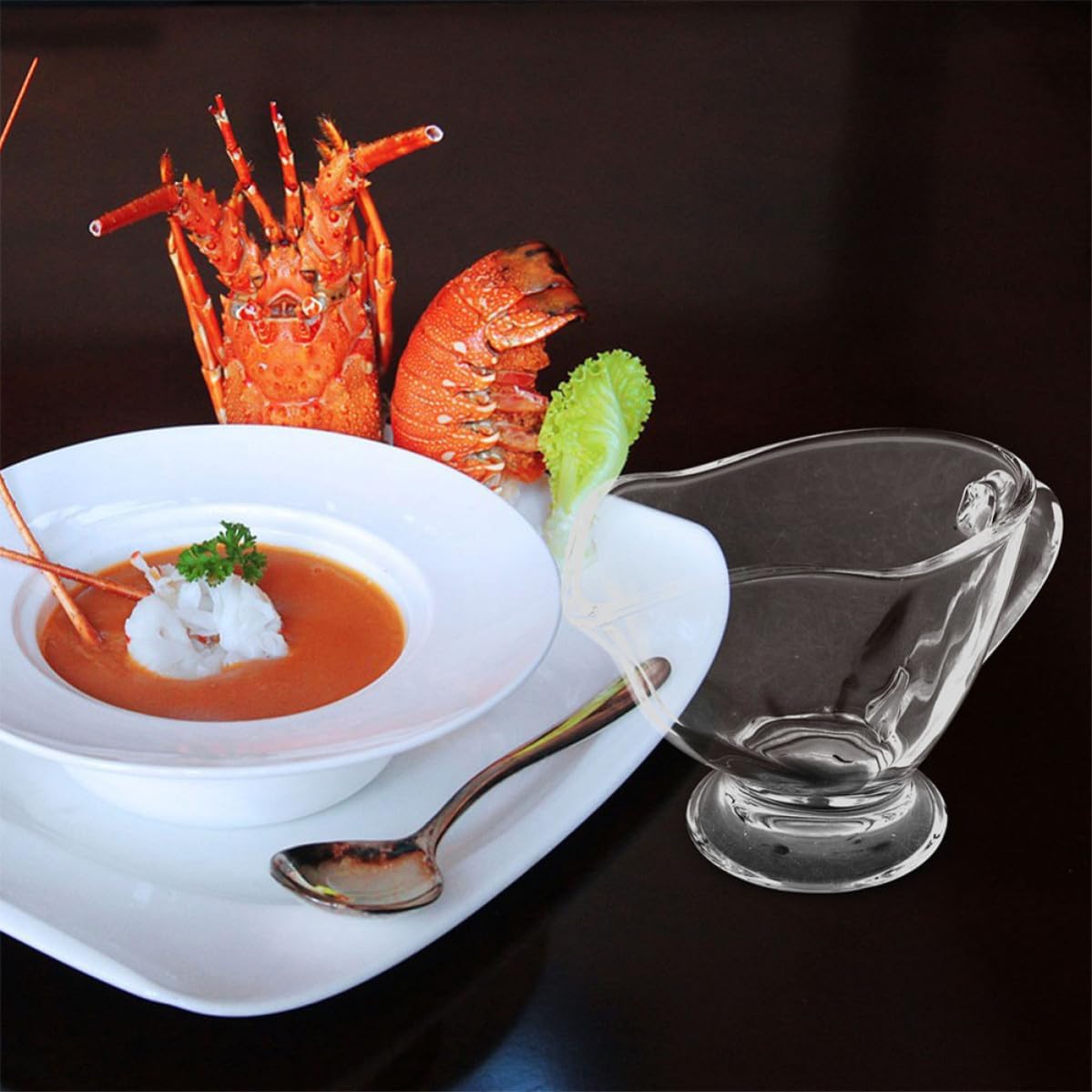 Luxshiny 3 Pcs Glass Gravy Boats with Handle, 215ml Sauce Jugs for Sauces and Salad Dressing, Easy to Pour Design and Sturdy Glass Serving Dish for Family Gatherings and Restaurants