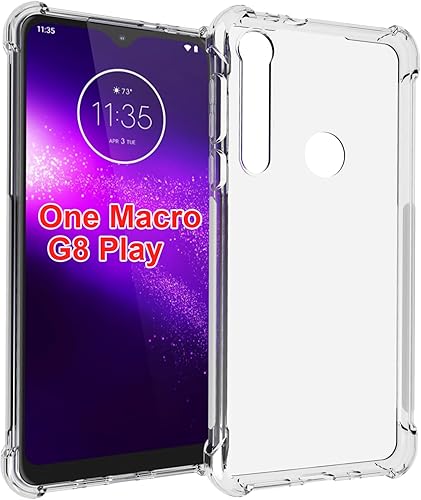 Funda para Moto One MacroMotorola G8 Play Case Clear TPU Cuatro Esquinas Funda Protectora Transparente Suave Funda