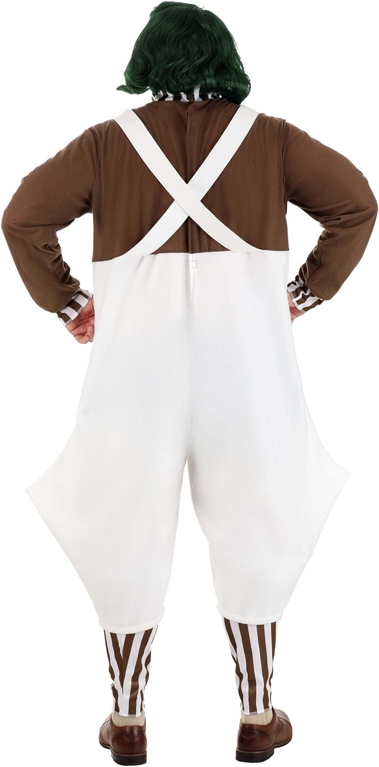 Plus Size Adult Willy Wonka Oompa Loompa Costume, Chocolate Factory Worker Uniform Overalls Outfit for Halloween