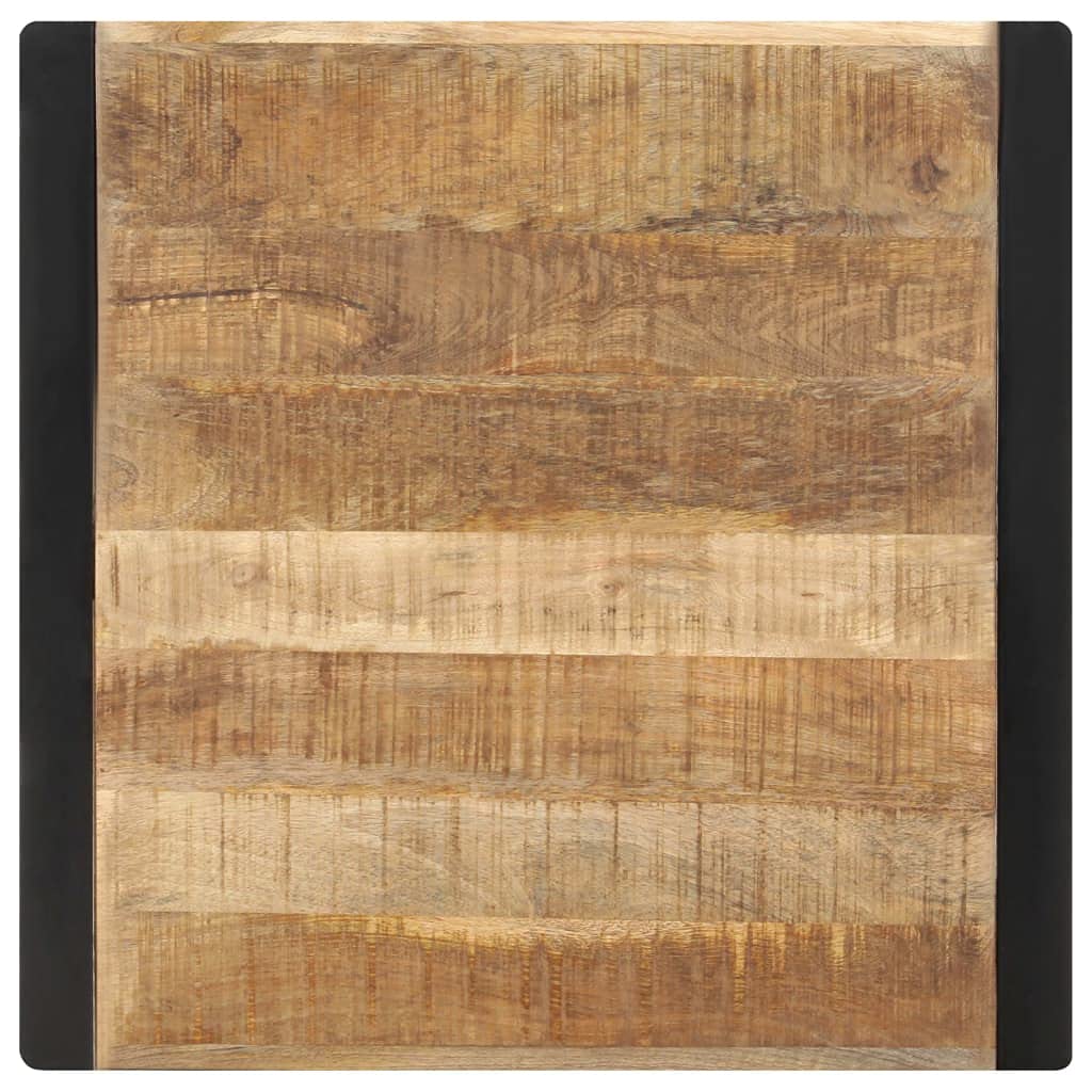 Tavolo da pranzo 70 x 70 x 75 cm in legno massello di mango grezzo con gambe in acciaio verniciato a polvere, tavolo da bistrot stabile e durevole