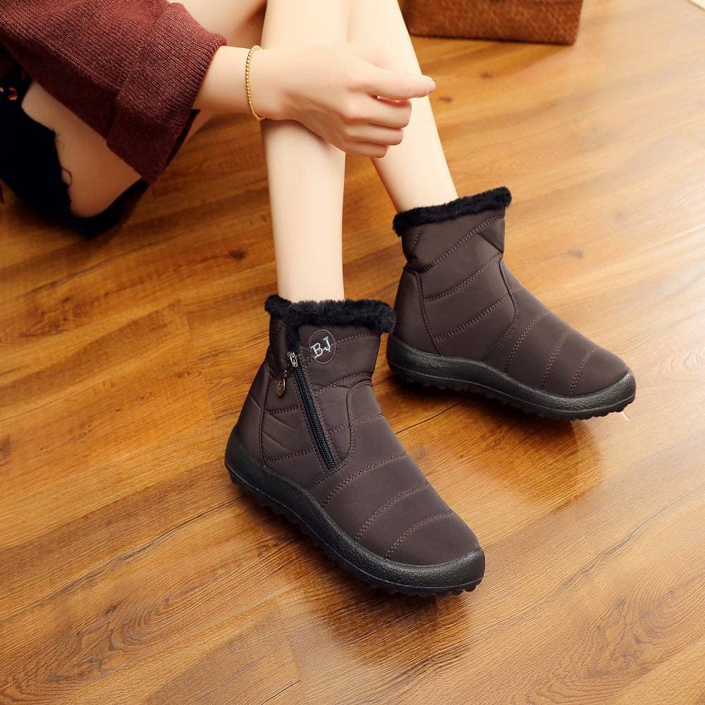 Boojoy Bottes d'hiver chaudes à enfiler pour homme et femme (39, café)