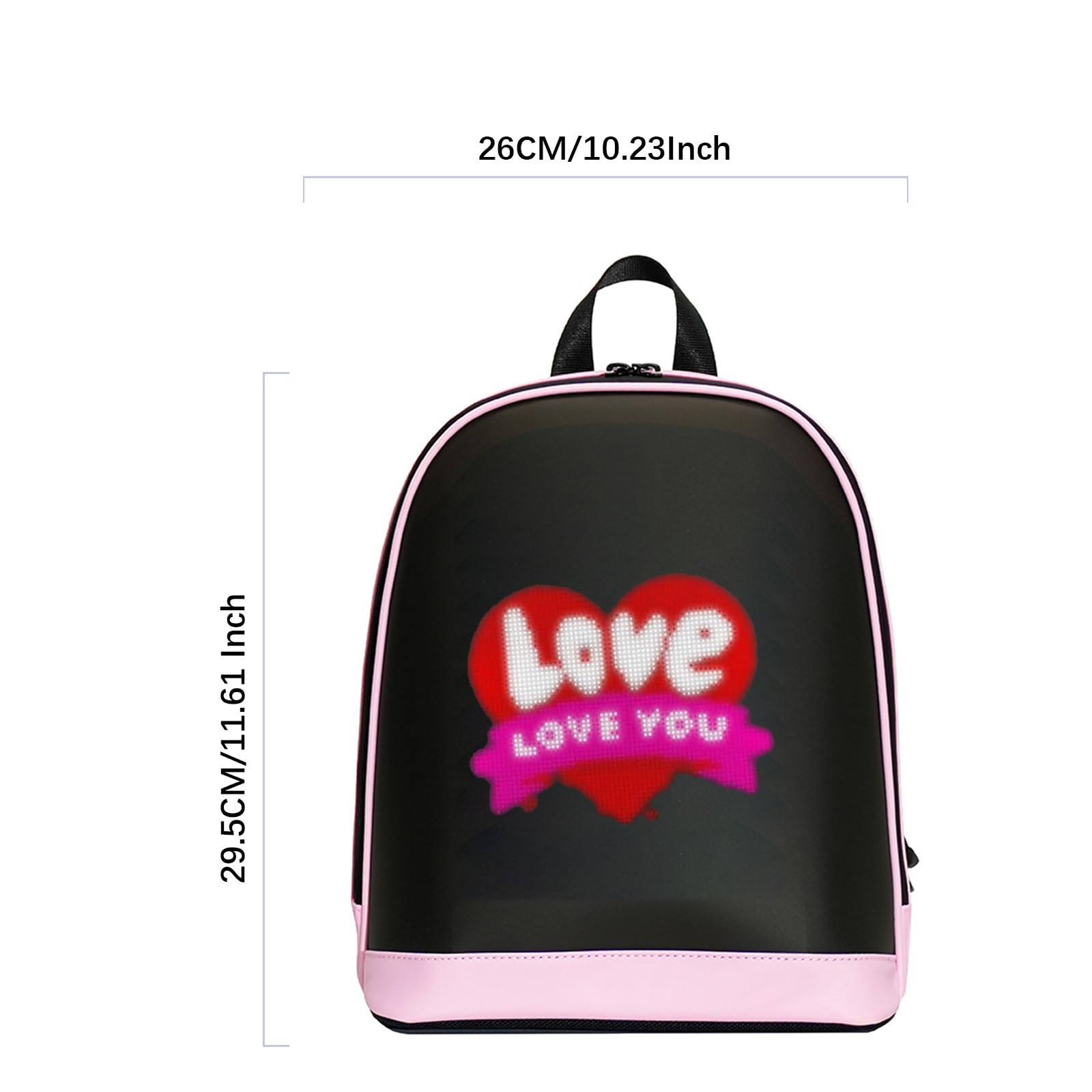 Crelander LED-Rucksack, kleiner Laptop-Rucksack mit programmierbarem Bildschirm kleine intelligente dynamische Mode Umhängetasche für Radfahren Reisen Daypack App Control, 12 Zoll