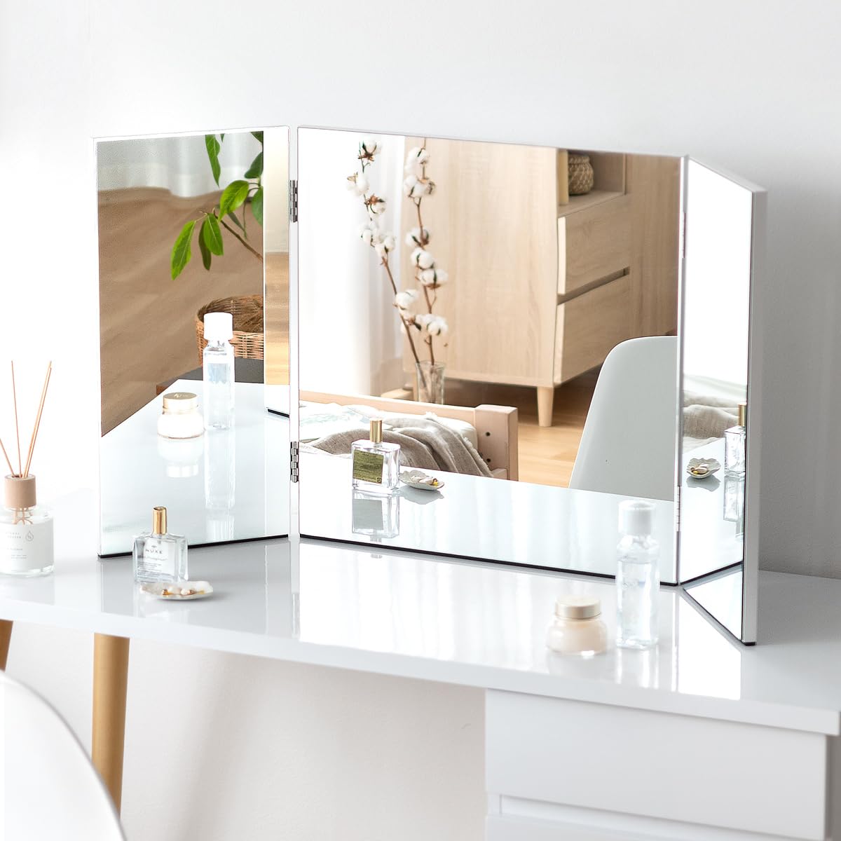 Amazon.co.jp: エア・リゾーム 卓上ミラー 三面鏡 三面ミラー 鏡 化粧