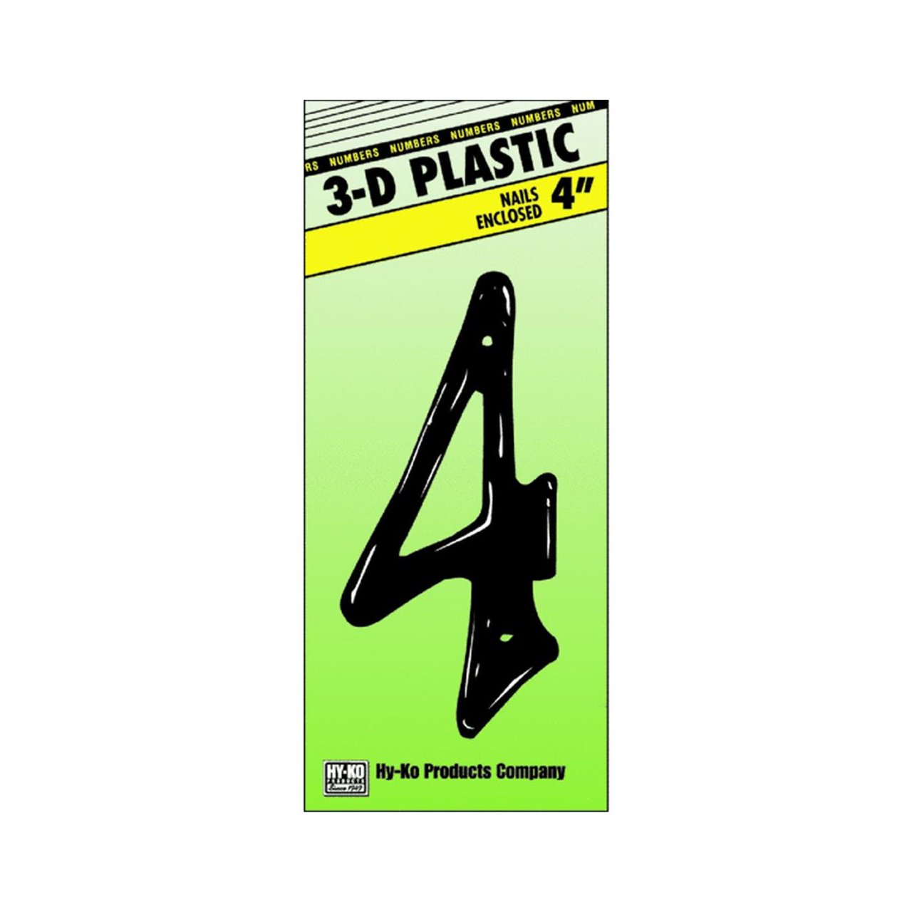 Hy-Ko PN-29/4 4" 3-D Black Plastic House Number 4