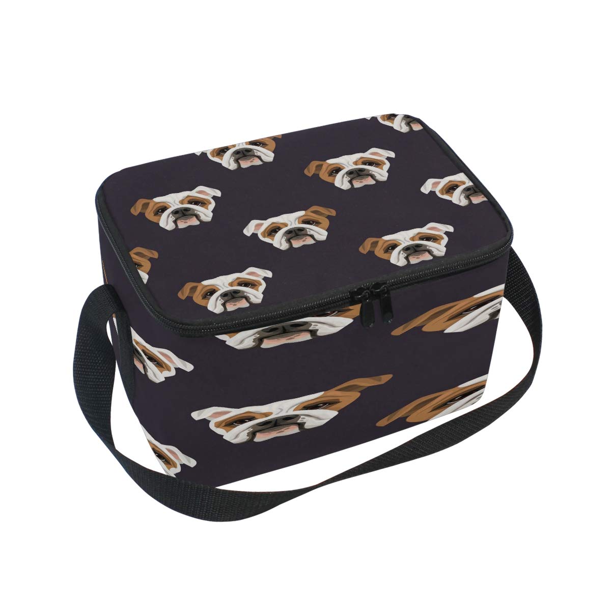Use7 Hipster Bulldog Puppy Dog Vintage Insulated Lunch Bag Tote Bag Cooler Lunchbox for Picnic School
