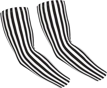 Black And White Stripes Pattern Arm Sleeves For Women Men-Compression Garden Sleeves To Cover Arms For Volleyball Football Sports
