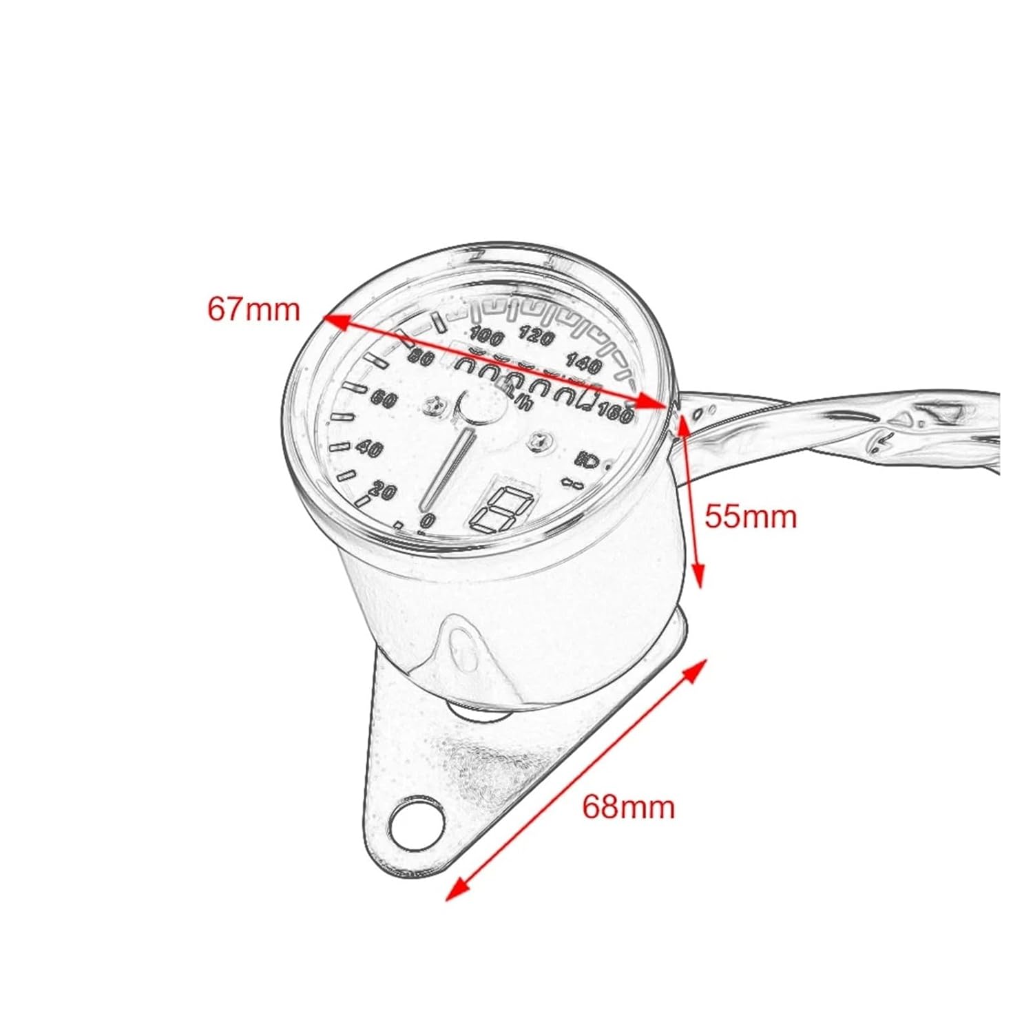 Motorcycle Speedometer Tachometer Universal Speedometer Odometer Digital Indicator Dual Speed Meter Dashboard Instruments Gear for 12V Motorcycle
