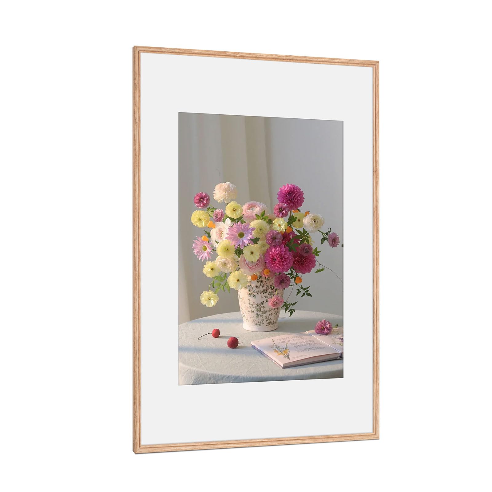 HOHIYO Premium Bilderrahmen Eiche DIN A2 (42x59,4 cm) Natur Holz Eiche Dünner Rahmen Holzrahmen Holz-Bilderrahmen mit bruchsicherem Acryl-Glas Eichenrahmen