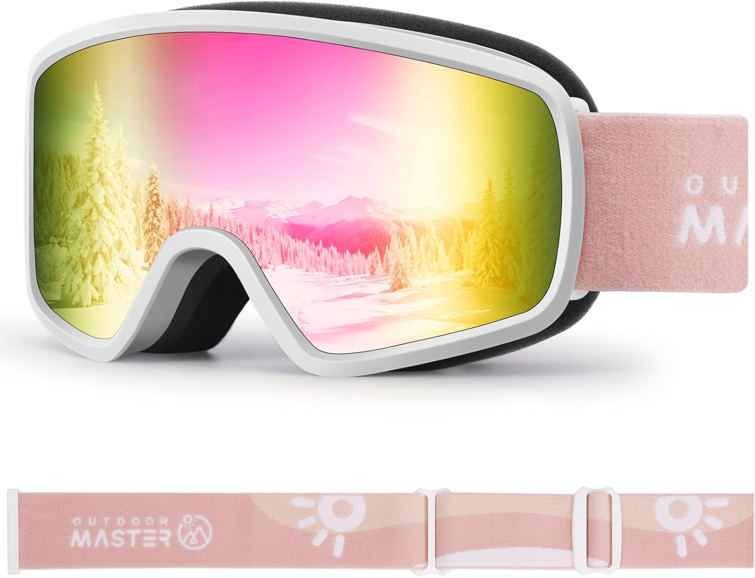 OutdoorMaster Kids Ski Goggles OTG Snowboard Goggles with 100% UV Protection Kids Snow Goggles for Boys Girls Toddler