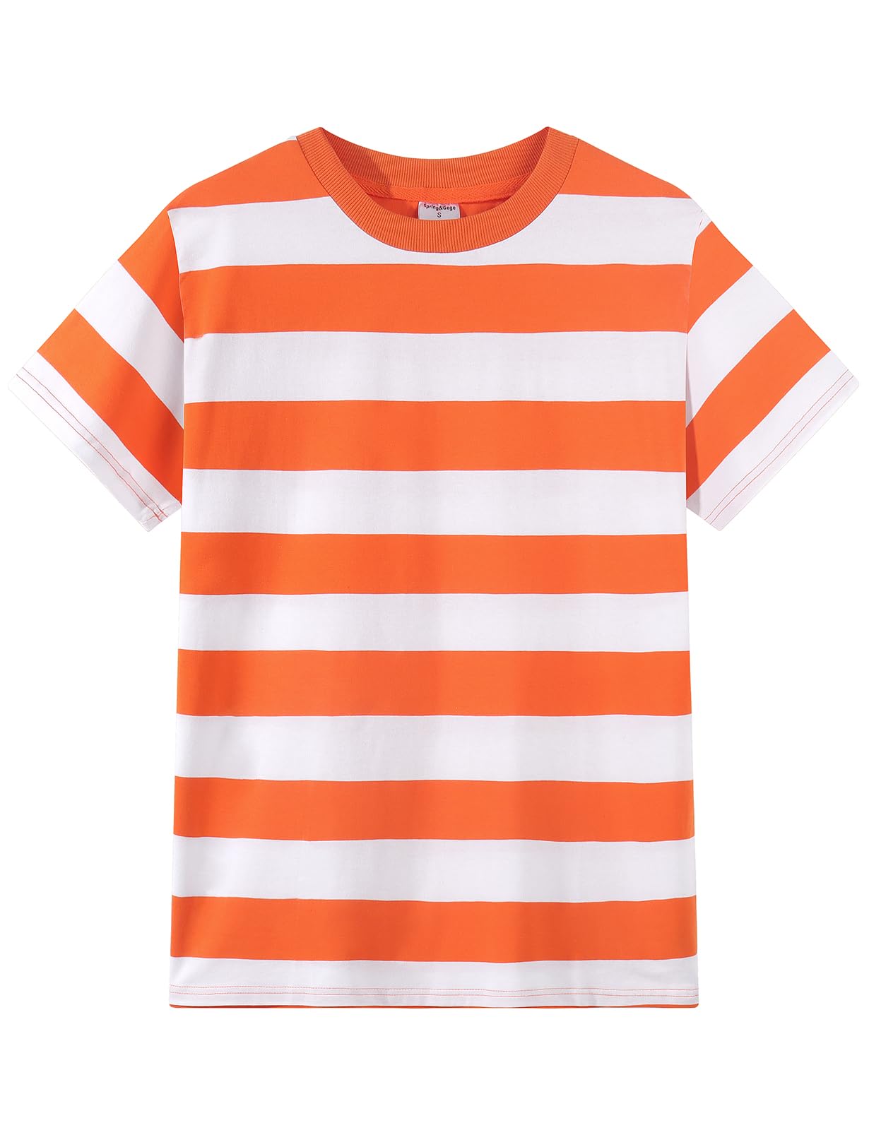 Spring&Gege T-shirt girocollo da uomo a maniche corte in cotone a righe