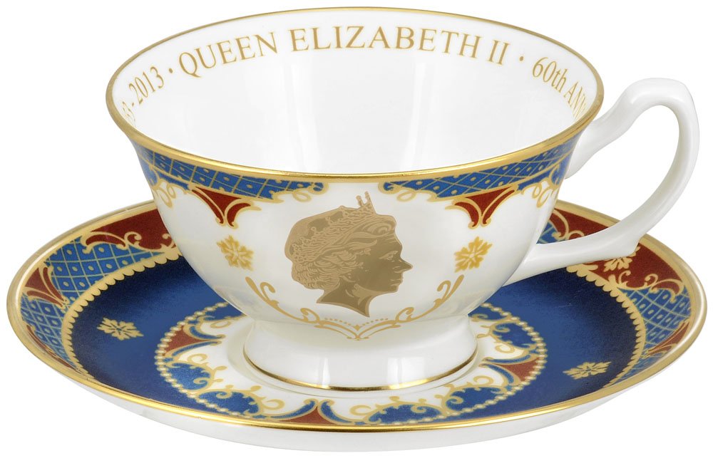 Royal Worcester 60th Anniversary Coronation Queen Elizabeth II Cup & Saucer