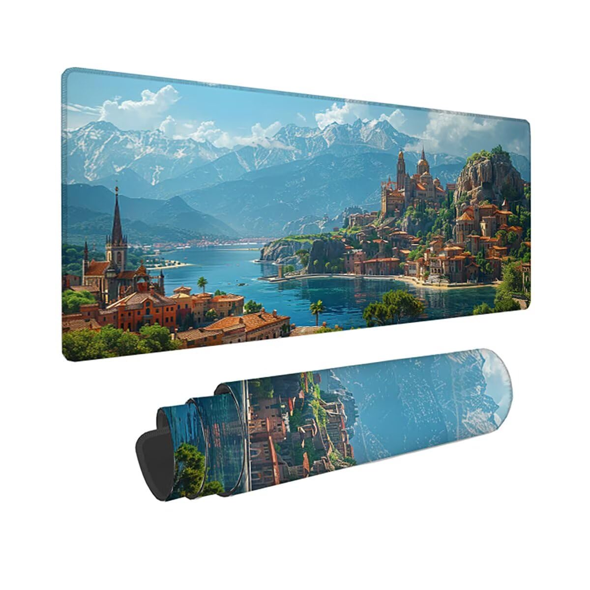 Podkładka pod mysz do gier XXL duża mysz 1500 x 800 x 3 mm, duża podkładka pod biurko z antypoślizgową gumową podstawą dla graczy PC, poprawia precyzję i szybkość krajobrazu PjY11807 N-U
