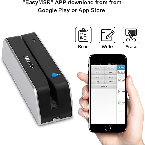 Miniatura 6 de MSR X6 Bluetooth lector de tarjetas de deslizamiento magnético escritor codificador 3-Track MSRX6BT para móvil/tabletas/PC