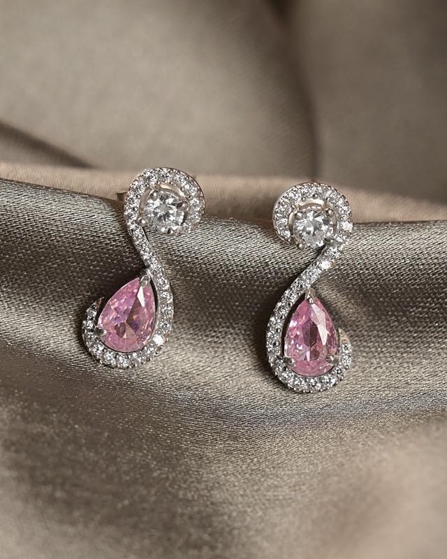 Image of CLARA 925 Sterling Silver Stud Earrings | Platinum Plated | Daily Wear |Gift for Women and Girls
