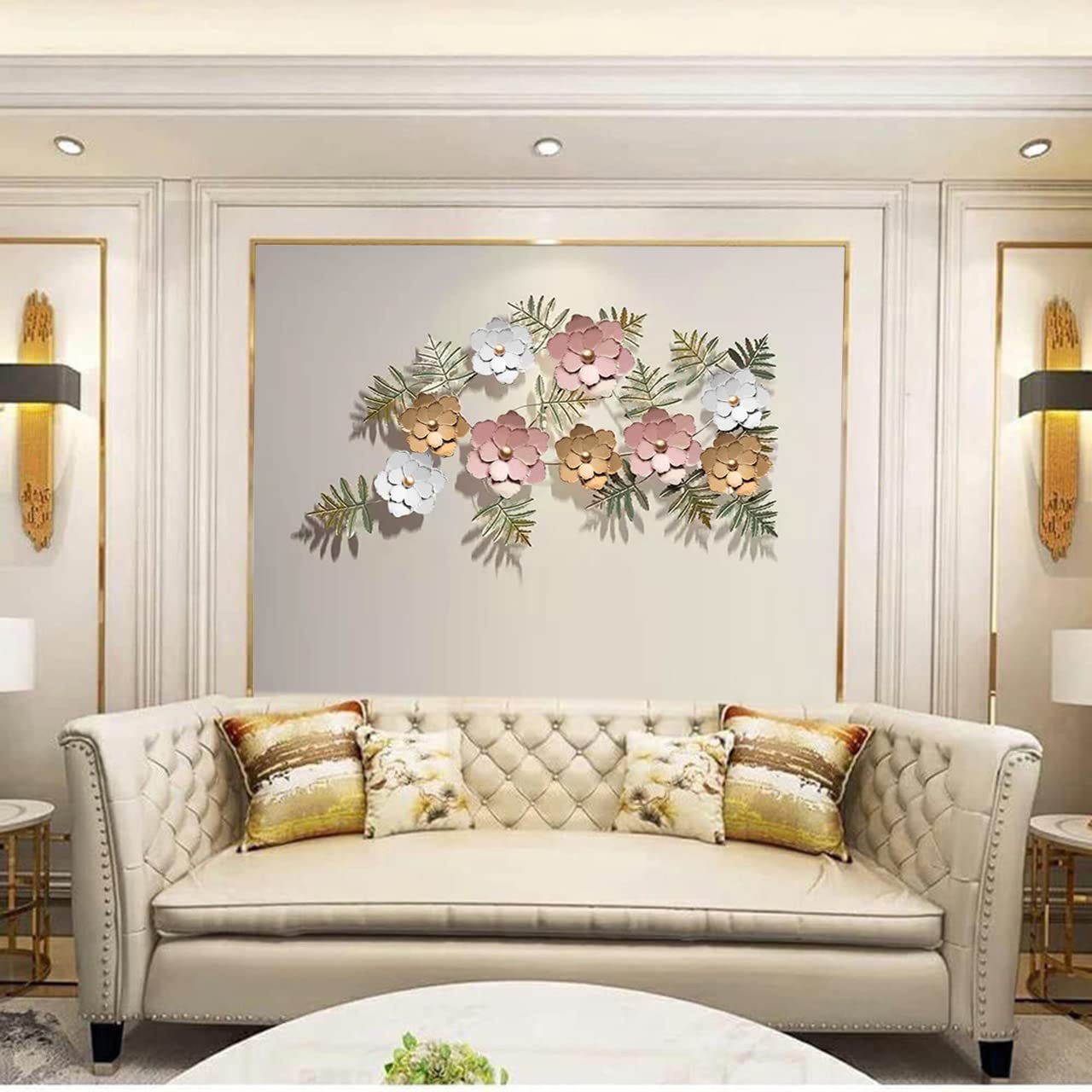 ARCADIA Flower Design Wall Art for Home Décor, Metal Wall Art for Living Room I Bedroom I Drawing Room I office Wall Decor Metal Art (43 X 25 Inch) 1