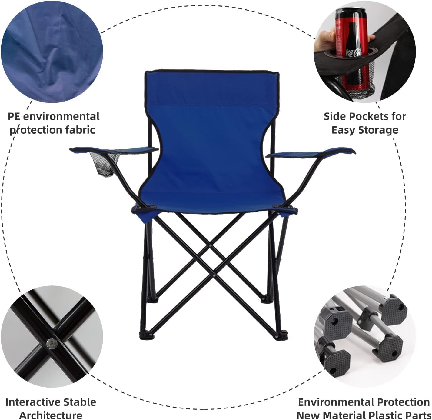 Delzon Portable Camping Chair Cooler, Cushioned Seat & Back with Side Pockets & Cup Holder, Carry Bag Included, Great for Camping, Tailgating, Firepits, Patio, & More (Blue) 3