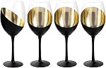 MyGift Wine Glasses Set of 4, Red Wine Glasses 14oz, Modern Matte Black & Gold Stemware, Elegant Bar Cups for Weddings, Holiday Parties and Gifts
