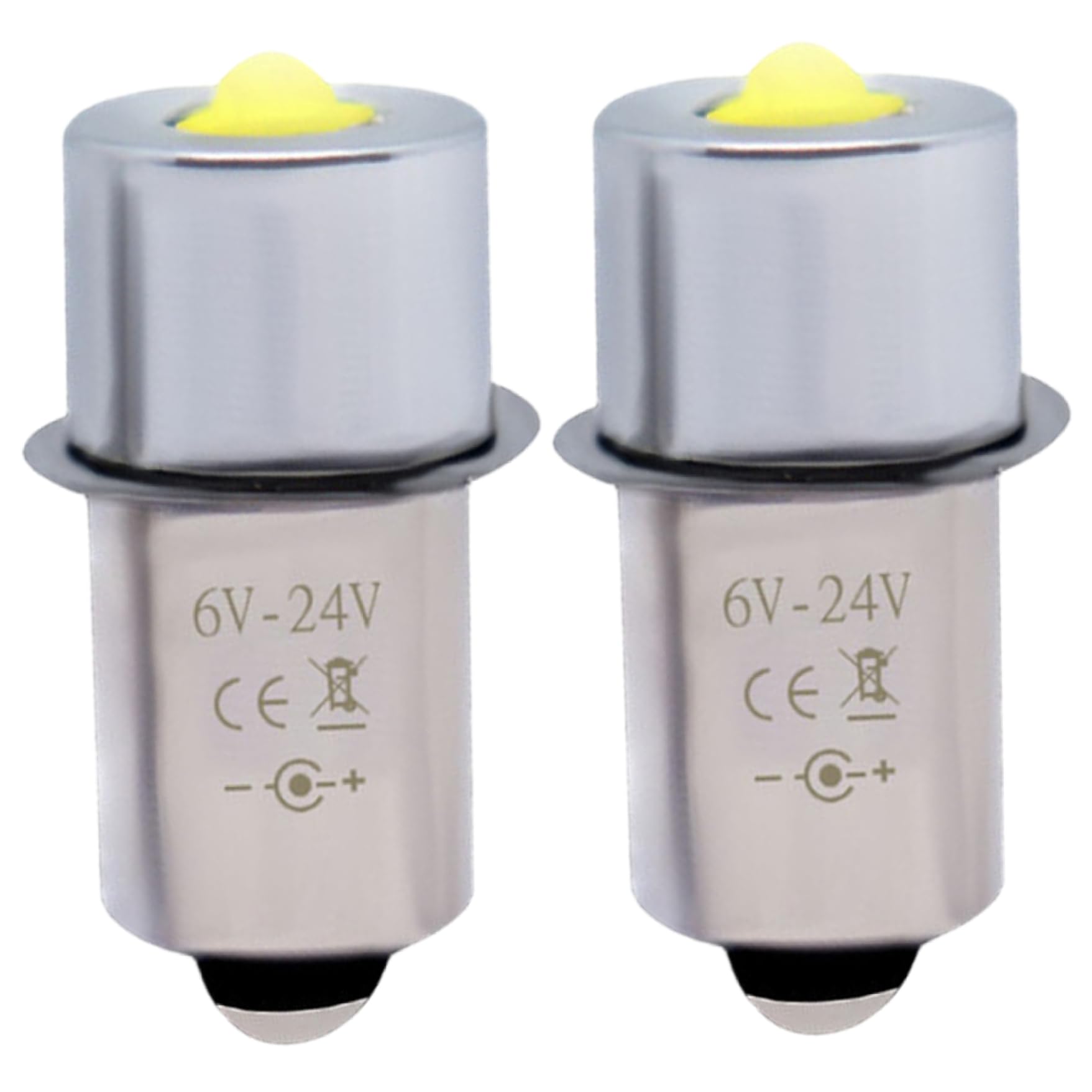 Flashlight Bulbs Replacement, 2PCS P13.5s 6-24v 3w LED Flashlight Bulbs for Lamp Torch Lantern Work Light