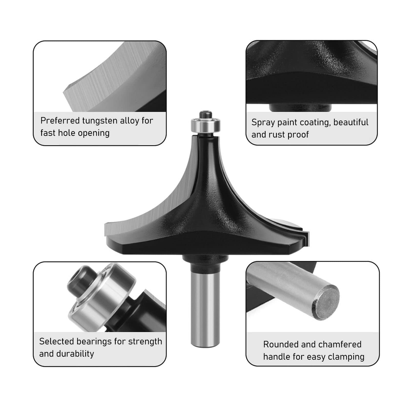 Frez do zaokrąglania, półcalowy trzpień, frez do fazowania, narzędzie do frezowania okrągłego, frez krawędziowy z węglika wolframu do obróbki drewna