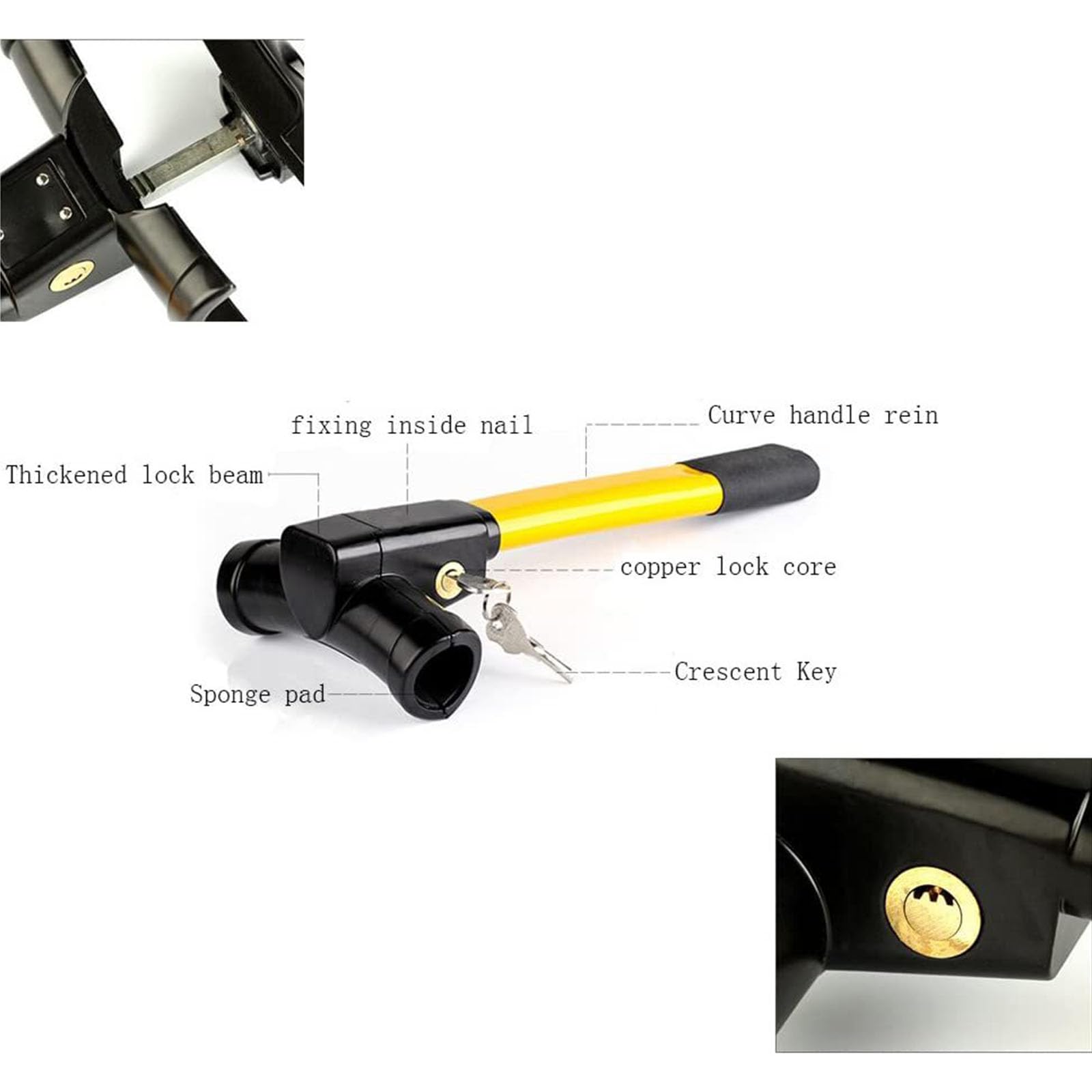 Barre Bloque Volant pour La Voiture avec 2 Clés, Compatible avec Foxtron Model C Model B, Canne Antivol Haute Visibilité Dispositifs de Verrouillage, Type B