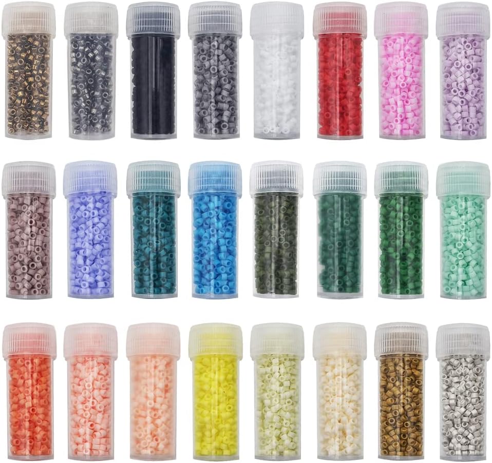 INSPIRELLE Uniform 120 Gram 12/0 (2mm) Cylinder Glass Seed Beads for Craft Jewelry Making, 24 Matte Opaque Dyed Colors