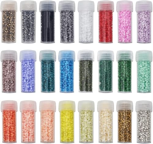 Miniatura 10 de INSPIRELLE Cuentas cilíndricas de semillas de vidrio de 2.82 oz (0.079 in) para fabricación de joyas artesanales, 16 colores pastel AB opacos