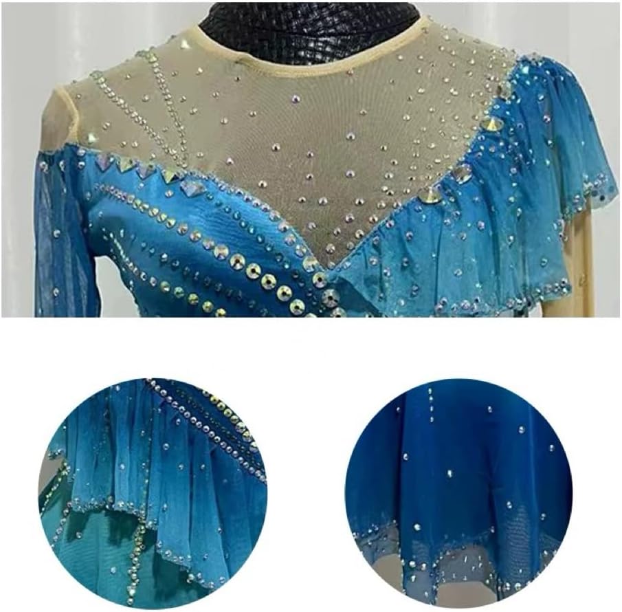 Gradient Ice Dance Figure Skating Performance Costumes Girls Skating Competition Outfit Gymnastic Leotard