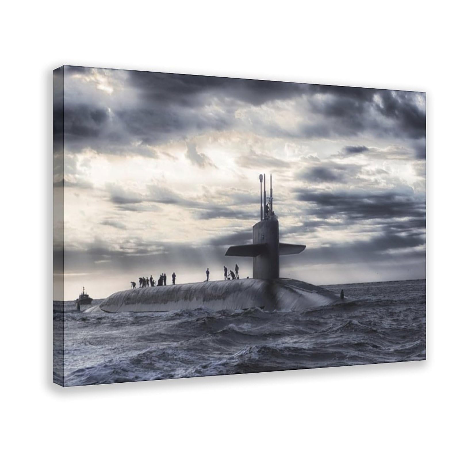 Vintage Military Submarine Poster Print Canvas Painting Wall Art for Living Room Bedroom Office Kitchen Decoration 36x24inch(90x60cm) Frame-style