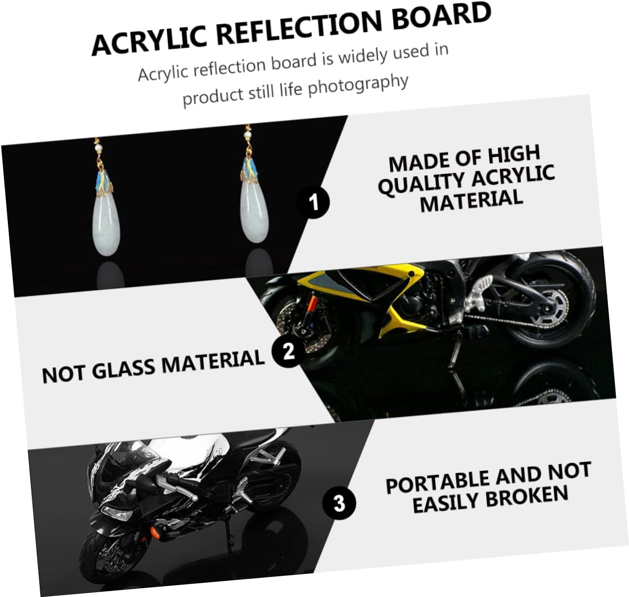 1pc Acrylic Mirror Plate Photography Props Portable Photo Backdrop for Jewelry Watches Cosmetics Enhance Reflection for Stunning Photography Effects