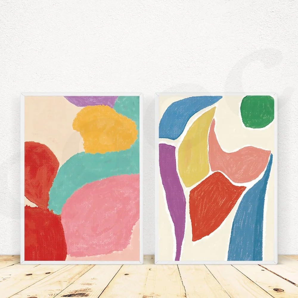 WBYZAC Set of 2-Abstract Geometry Wall Art Colorful Canvas Painting Nordic Posters and Prints Wall Pictures Artwork for Living Kitchen Office Room Decor-40 * 50cm (No Frame)