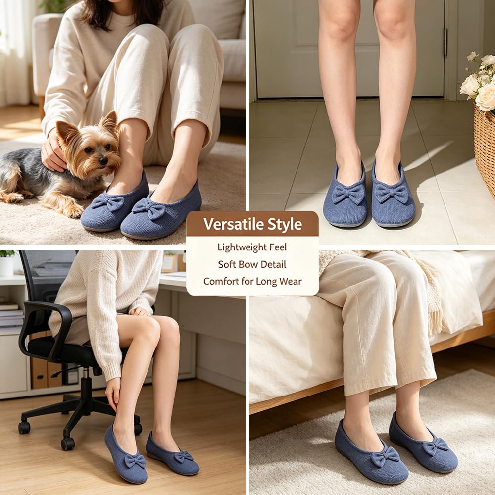 Urbancolor Pantuflas de bailarina de espuma viscoelástica lavables para mujer, ligeras, de tela de rizo, diseño de tacón elástico