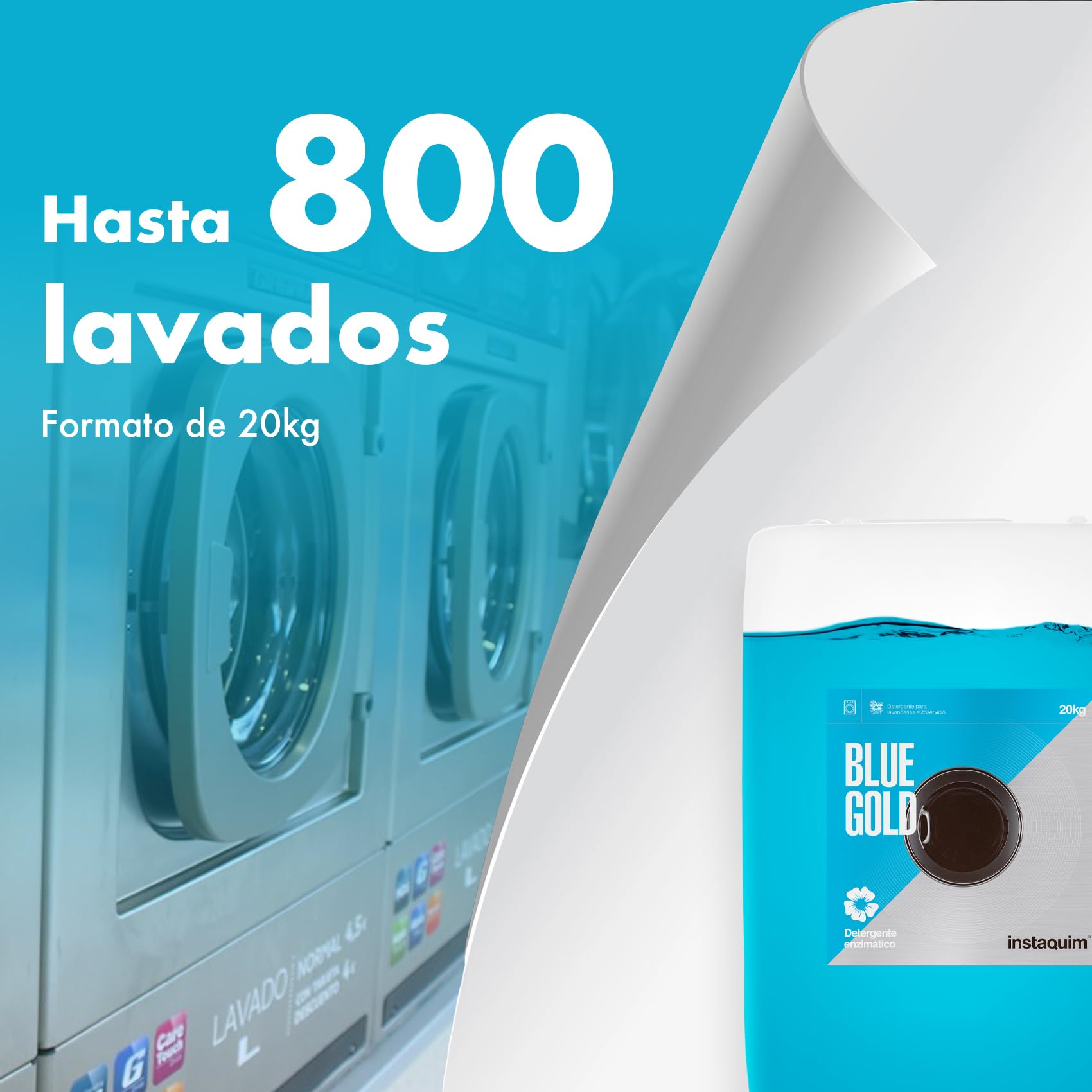 Detergente Lavadora Líquido 20L – INSTAQUIM Bluegold | Detergente Enzimático Concentrado Profesional para Lavandería Autoservicio | Perfume Duradero