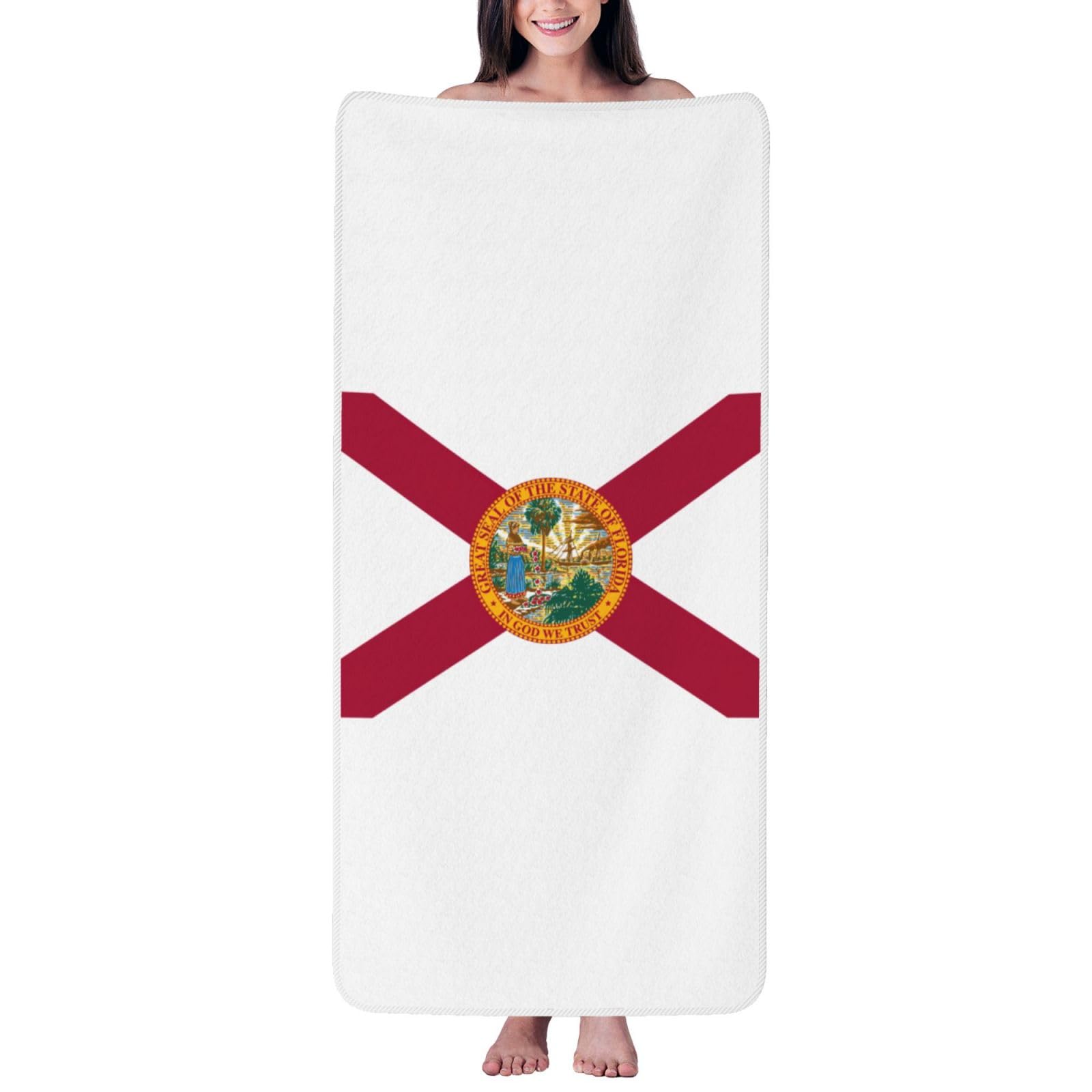 pojknbv Flag Of Florida Print Comfortable Coral Velvet Bath Towel Home Bathroom Hotel Spa Beach Travel Holidays